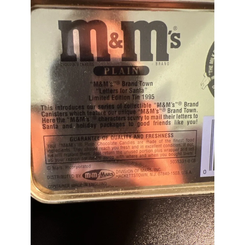 Vintage M&M's Christmas Post Office Tin‎ Letters For Santa 1995 Limited Edition.